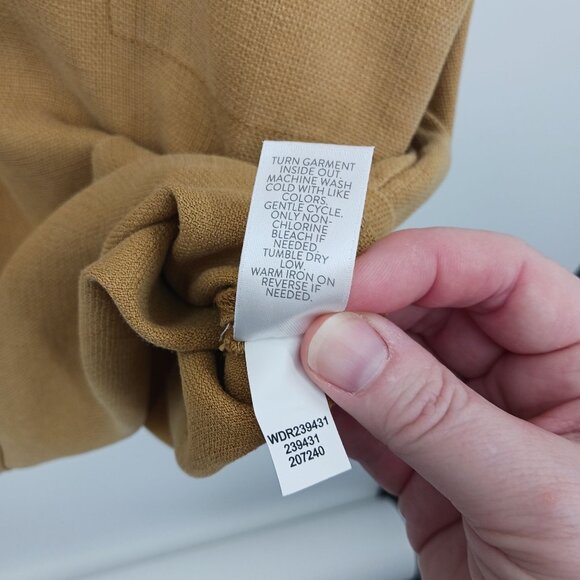 J. Jill Pure Jill Mustard Yellow Button Shoulder Shift Dress Size Large Fall - Picture 7 of 13